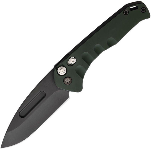 Medford Auto Swift Button Lock Green Titanium Black PVD Coated S35VN - Knives.mx