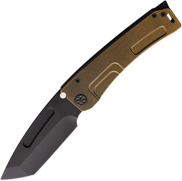 Medford Marauder Framelock Bronze Anodized Titanium Black PVD Coated Tanto 3V Steel - Knives.mx