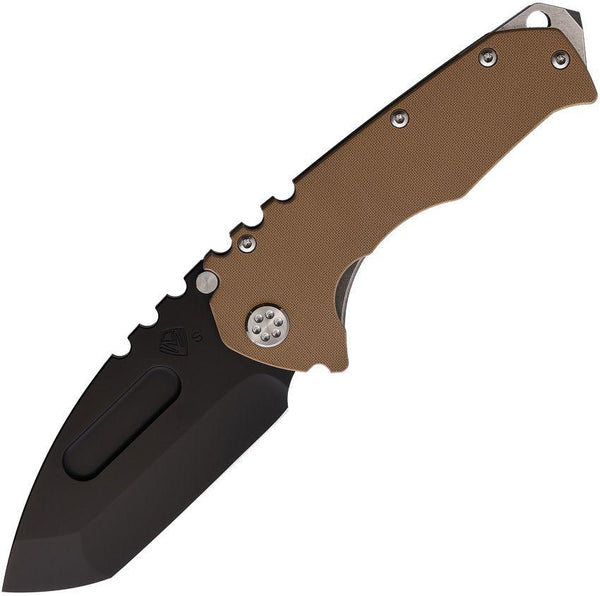 Medford Praetorian G Framelock Coyote Brown G10 Black PVD Coated Tanto S35VN - Knives.mx