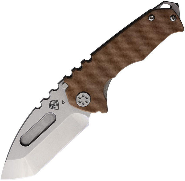 Medford Praetorian Genesis Framelock Coyote Brown G10 w Titanium Back Tumbled Tanto S35VN - Knives.mx