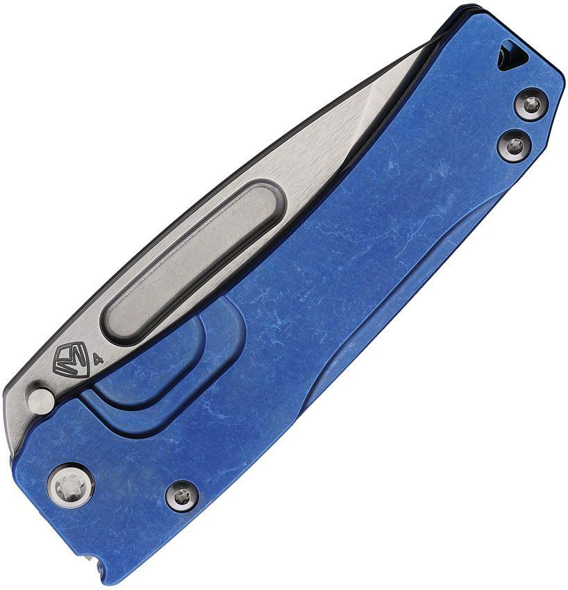 Medford Slim Midi Framelock Blue Anodized Titanium Tumbled S45VN Left Hand (Zurdos) - Knives.mx