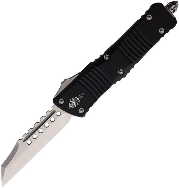 Microtech Auto C-Troodon Warhound Black Anodized Aluminum Stonewash Wharncliffe Bohler M390 - Knives.mx