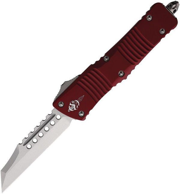 Microtech Auto C-Troodon Warhound Merlot Anodized Aluminum Stonewash Wharncliffe Bohler M390 - Knives.mx