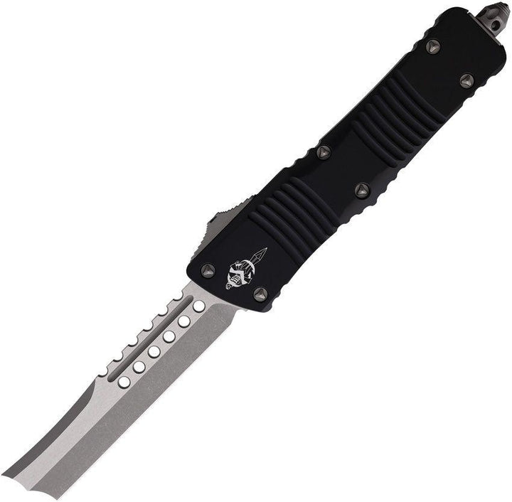 Microtech Auto Combat Hellhound Black Anodized Aluminum Apocalyptic Bohler M390 - Knives.mx