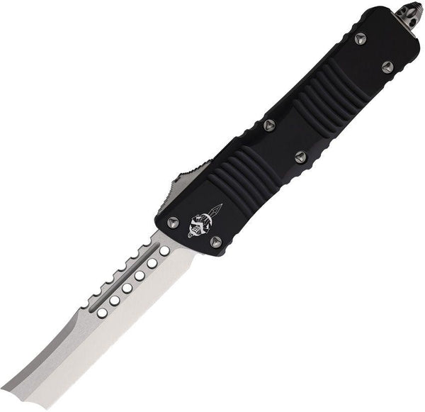 Microtech Auto Combat Hellhound Razor Black Anodized Aluminum Stonewash Bohler M390 - Knives.mx