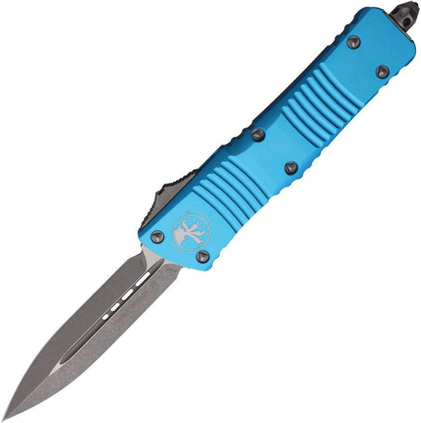 Microtech Auto Combat Troodon D/E OTF Turquoise Anodized Aluminum Apocalyptic Bohler M390 - Knives.mx