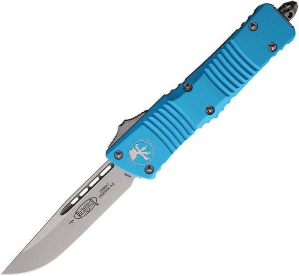 Microtech Auto Combat Troodon S/E OTF Turquoise Blue Anodized Aluminum Stonewash Bohler M390 - Knives.mx