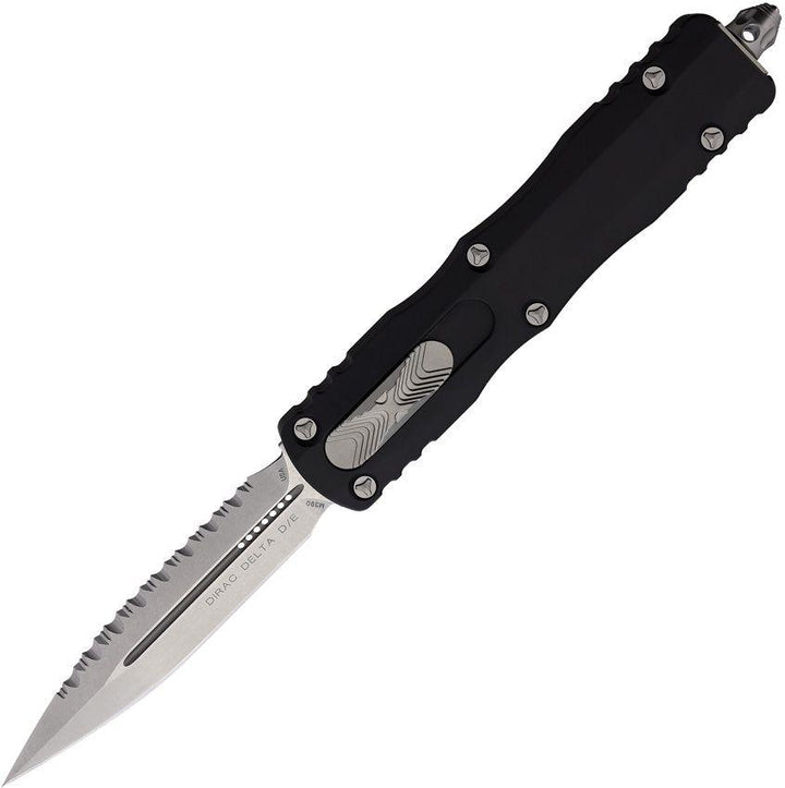 Microtech Auto Dirac Delta D/E OTF Black Anodized Aluminum Stonewash Serrated Bohler M390 - Knives.mx