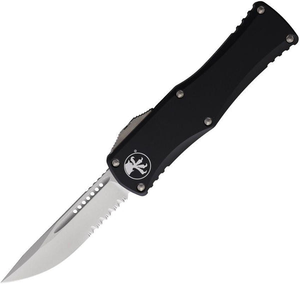Microtech Auto Hera OTF S/E P/S Black Aluminum Stonewash Partially Serrated Premium Steel - Knives.mx