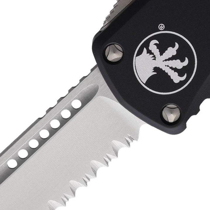 Microtech Auto Hera OTF S/E P/S Black Aluminum Stonewash Partially Serrated Premium Steel - Knives.mx