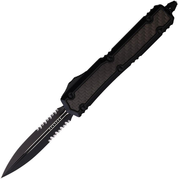 Microtech Auto Makora D/E OTF Black Anodized Aluminum w Carbon Fiber Insert Cerakote P/S Premium Steel - Knives.mx