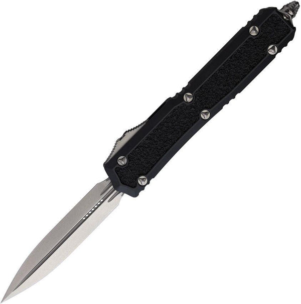 Microtech Auto Makora D/E OTF Black Anodized Aluminum w Textured Insert Stonewash Bohler M390 - Knives.mx