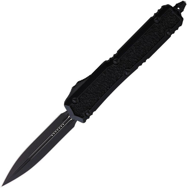 Microtech Auto Makora D/E OTF Black Anodized Aluminum w Textured Inserts Cerakote Bohler M390 - Knives.mx