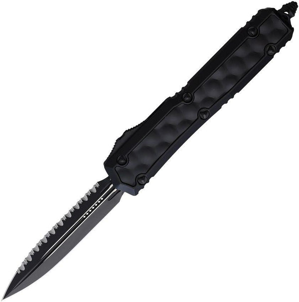 Microtech Auto Makora D/E OTF Blackout Aluminum w Bubble Insert DLC Serrated Premium Steel - Knives.mx