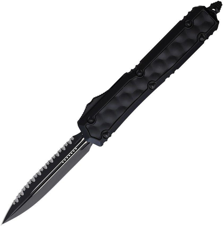 Microtech Auto Makora D/E OTF Blackout Aluminum w Bubble Insert DLC Serrated Premium Steel - Knives.mx