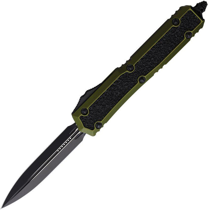 Microtech Auto Makora D/E OTF OD Green Anodized Aluminum w Black Textured Insert DLC Premium Steel - Knives.mx