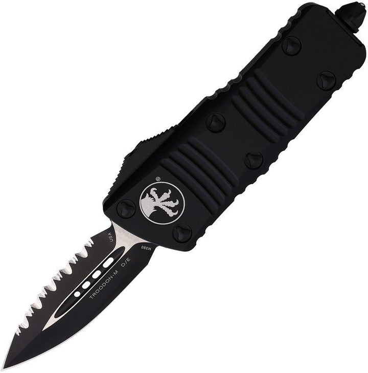 Microtech Auto Mini Troodon D/E OTF Black Anodized Aluminum Cerakote & Satin Serrated Bohler M390 - Knives.mx