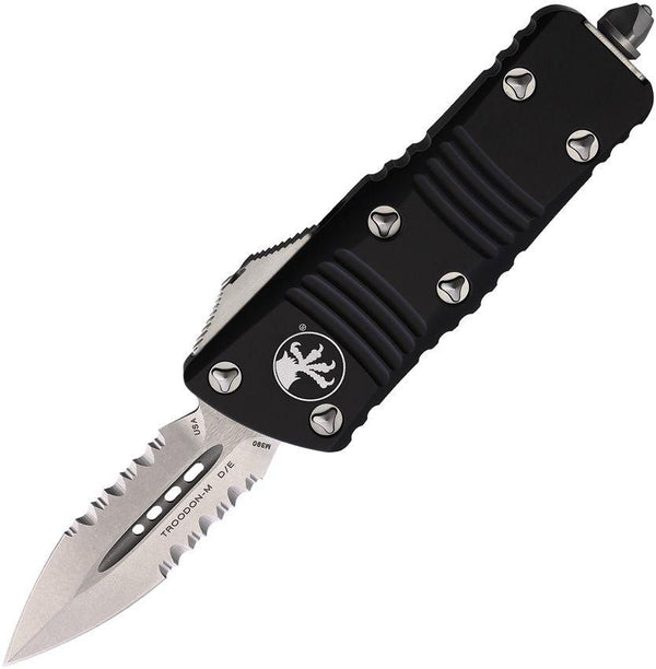 Microtech Auto Mini Troodon D/E OTF Black Anodized Aluminum Stonewash P/S Bohler M390 - Knives.mx