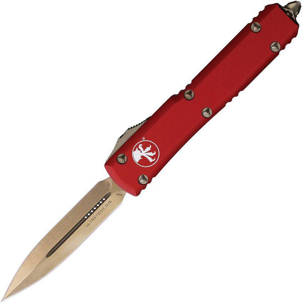 Microtech Auto OTF Ultratech D/E Red Aluminum Bronze Bohler M390 - Knives.mx