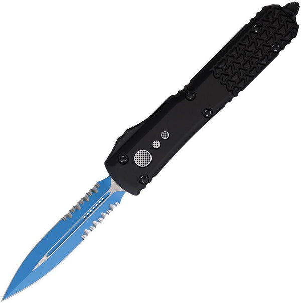 Microtech Auto Ultratech D/E OTF Black Anodized Aluminum Blue Coated P/S Bohler M390 - Knives.mx