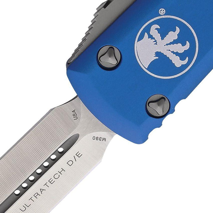 Microtech Auto Ultratech D/E OTF Blue Aluminum Satin Bohler M390 - Knives.mx