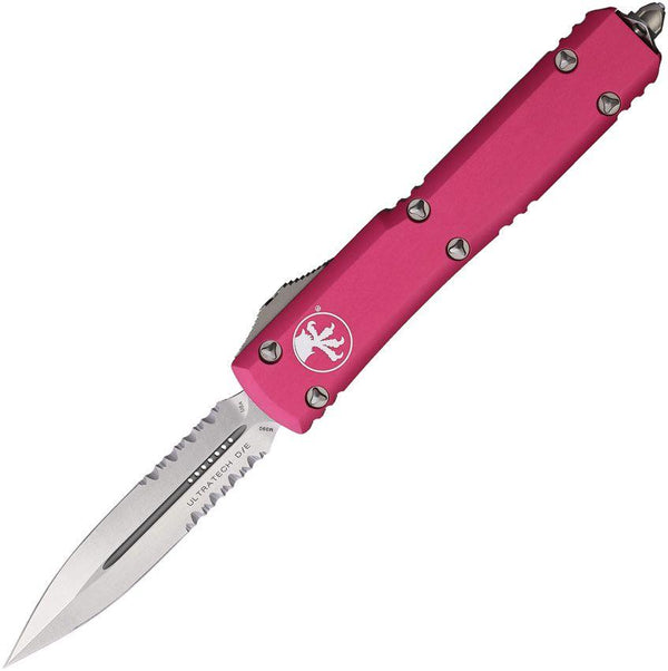 Microtech Auto Ultratech D/E OTF Pink Anodized Aluminum Stonewash P/S Bohler M390 - Knives.mx