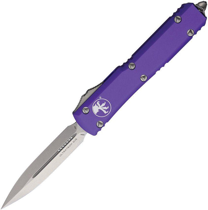 Microtech Auto Ultratech D/E OTF Purple Anodized Aluminum Stonewash Bohler M390 - Knives.mx