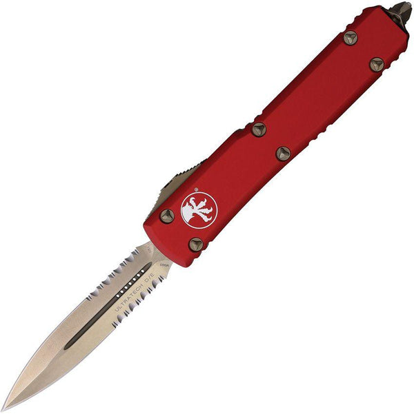 Microtech Auto Ultratech D/E OTF Red Anodized Aluminum Bronze P/S Bohler M390 - Knives.mx