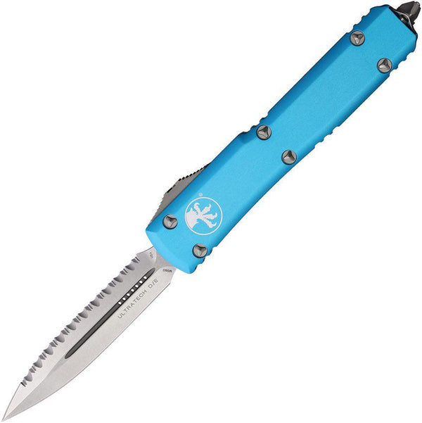 Microtech Auto Ultratech D/E OTF Turquoise Anodized Aluminum Stonewash P/S Bohler M390 - Knives.mx