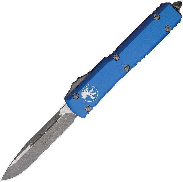 Microtech Auto Ultratech S/E OTF Blue Anodized Aluminum Apocalyptic Bohler M390 - Knives.mx