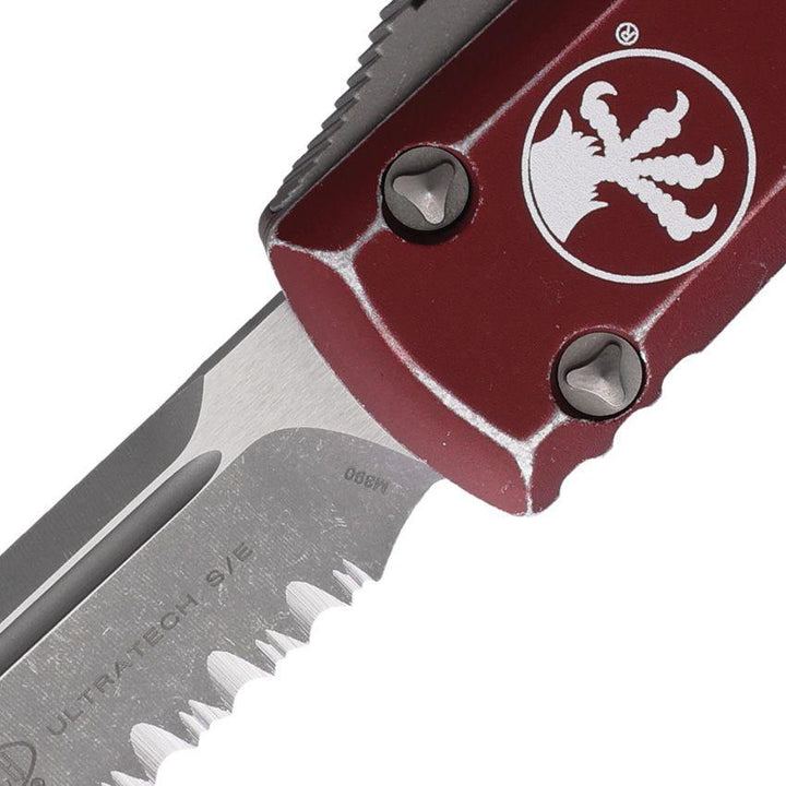 Microtech Auto Ultratech S/E OTF Distressed Merlot Aluminum PS Apocalyptic Bohler M390 - Knives.mx