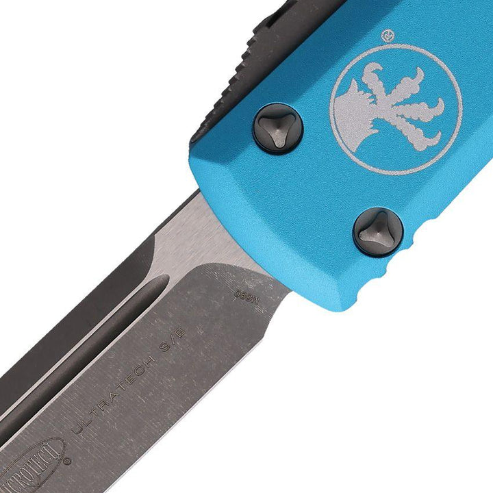 Microtech Auto Ultratech S/E OTF Turquoise Aluminum Apocalyptic Premium Steel - Knives.mx