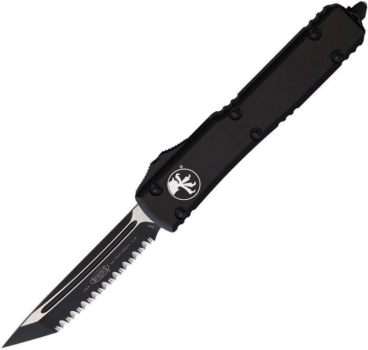 Microtech Auto Ultratech T/E OTF Black Aluminum Full Serrated Tanto Bohler M390 - Knives.mx