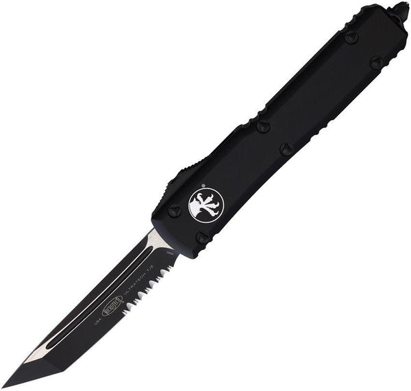 Microtech Auto Ultratech T/E OTF Black Aluminum Partially Serrated Tanto Bohler M390 - Knives.mx