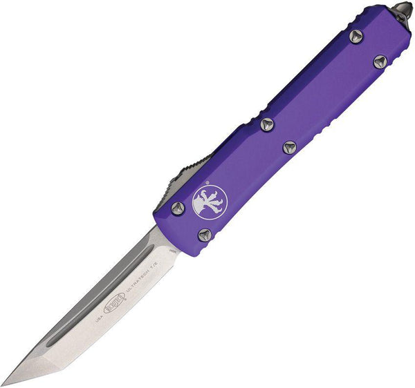 Microtech Auto Ultratech T/E OTF Purple Anodized Aluminum Stonewash Tanto Bohler M390 - Knives.mx
