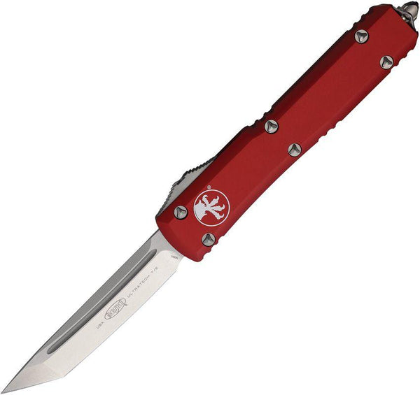 Microtech Auto Ultratech T/E OTF Red Anodized Aluminum Stonewash Tanto Bohler M390 - Knives.mx