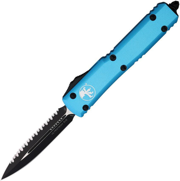 Microtech Auto Ut D/E Turquoise Anodized Aluminum Partially Serrated Satin & Cerakote Bohler M390 - Knives.mx