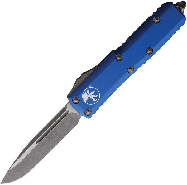 Microtech Auto UTX-85 S/E Blue Anodized Aluminum Apocalyptic Bohler M390 - Knives.mx