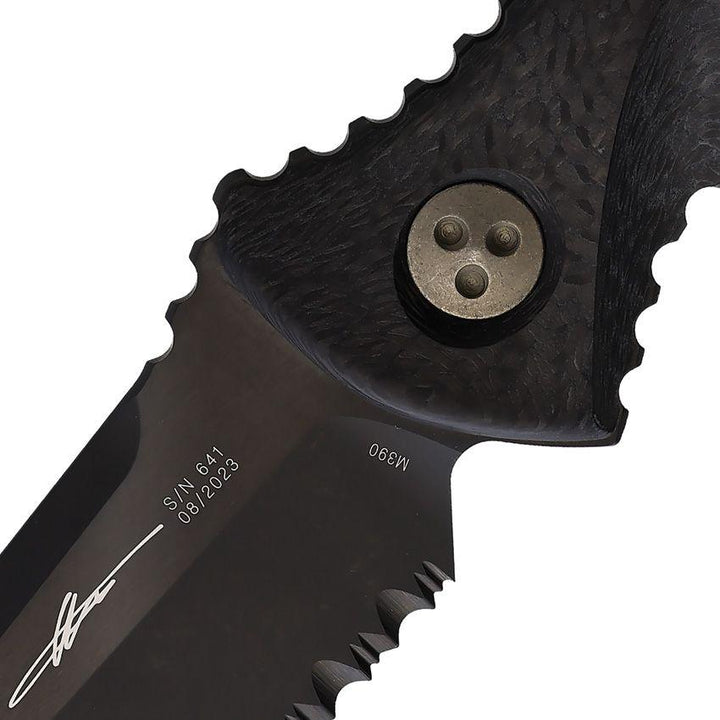 Microtech Socom Alpha Mini S/E Black G10 Coated DLC Partially Serrated Bohler M390 - Knives.mx