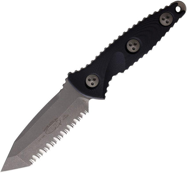 Microtech Socom Alpha Mini T/E Black G10 Apocalyptic Full Serrated Tanto Bohler M390 - Knives.mx