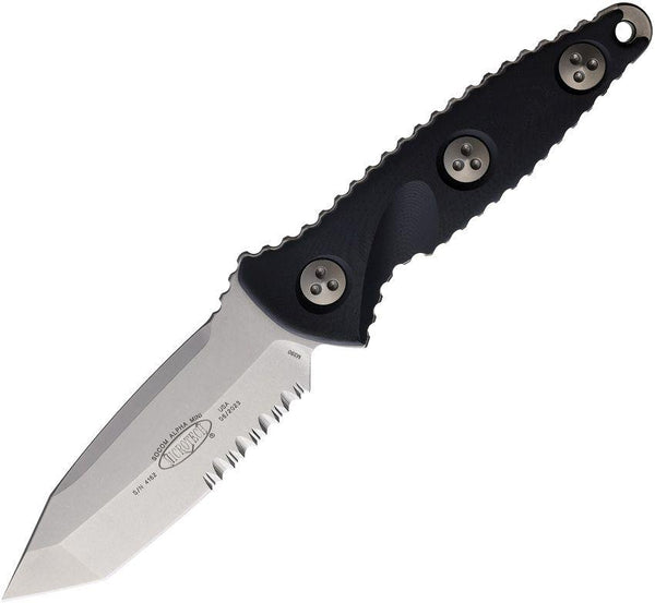 Microtech Socom Alpha Mini T/E Black G10 Stonewash Partially Serrated Tanto Bohler M390 - Knives.mx