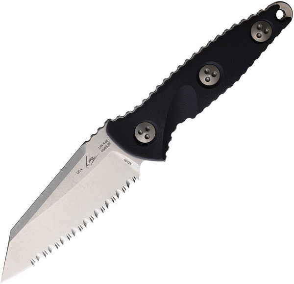 Microtech Socom Alpha Mini Warcom Black G10 Stonewash Serrated Wharncliffe Bohler M390 - Knives.mx