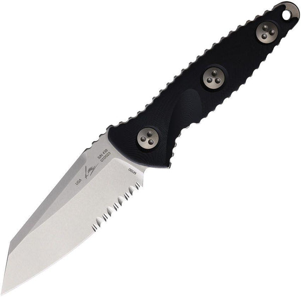 Microtech Socom Alpha Mini Warcom Black G10 Stonewash Wharncliffe Partially Serrated Bohler M390 - Knives.mx