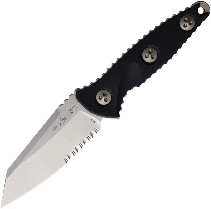 Microtech Socom Alpha Mini Warcom Black G10 Stonewash Wharncliffe Partially Serrated Bohler M390 - Knives.mx