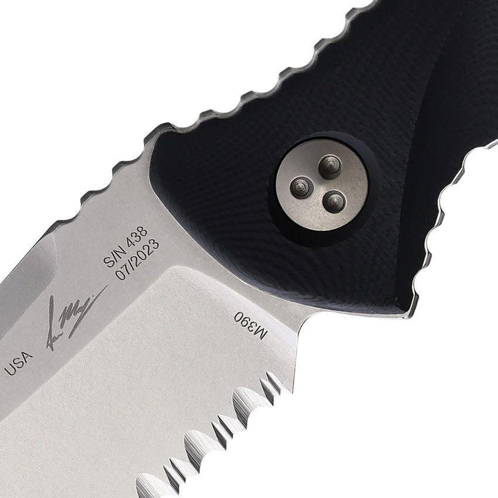 Microtech Socom Alpha Mini Warcom Black G10 Stonewash Wharncliffe Partially Serrated Bohler M390 - Knives.mx