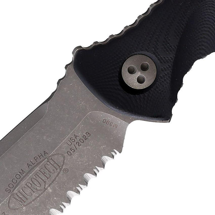 Microtech Socom Alpha T/E Black G10 Apocalyptic P/S Tanto Bohler M390 - Knives.mx