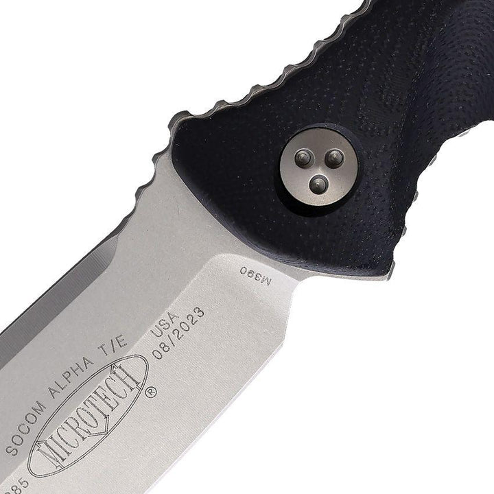 Microtech Socom Alpha T/E SW Black G10 Stonewash Tanto Bohler M390 - Knives.mx