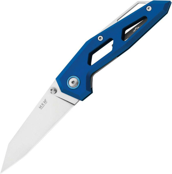 MKM-Maniago Knife Makers Edge Linerlock Blue Aluminum Satin Elmax - Knives.mx