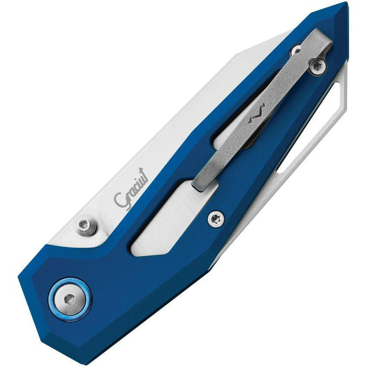 MKM-Maniago Knife Makers Edge Linerlock Blue Aluminum Satin Elmax - Knives.mx