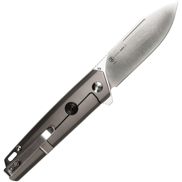 Ontario CF100 Linerlock Gray Stainless w CF Inlay Spear Point 14C28N Sandvik - Knives.mx